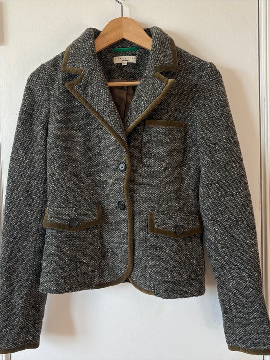 Essentiel Antwerp Jackets & Blazers - Essentiel Antwerp sz 6 Equestrian style Wool Blend Tweed Blazer Velvet Trim